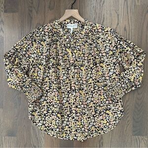 Apiece Apart Yerba Button Front Long Sleeve Blouse in Black Floral Size Small